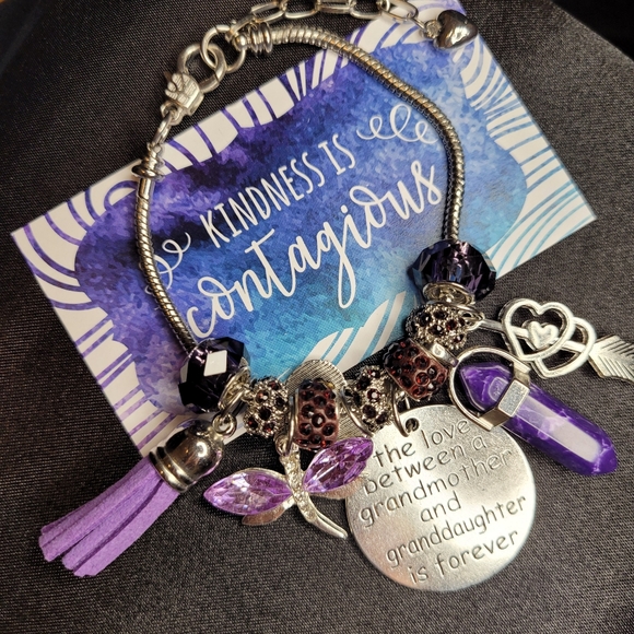 2 for 40$ Purple Bullet Pendant charm 💜 bracelet - Picture 2 of 5